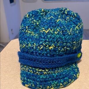 Blue and Green Crochet Hat